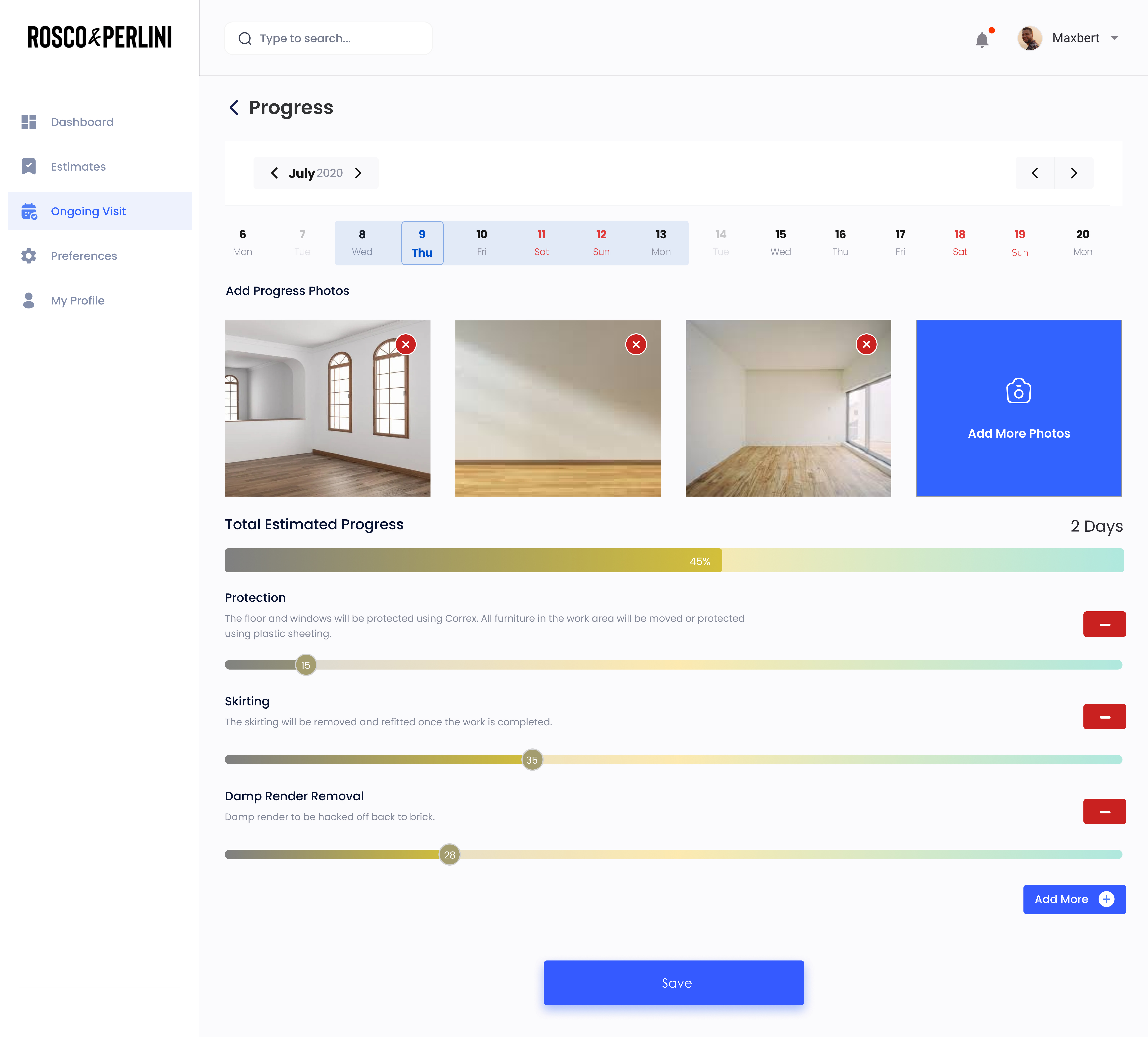 Ongoing Visit - progress tracking