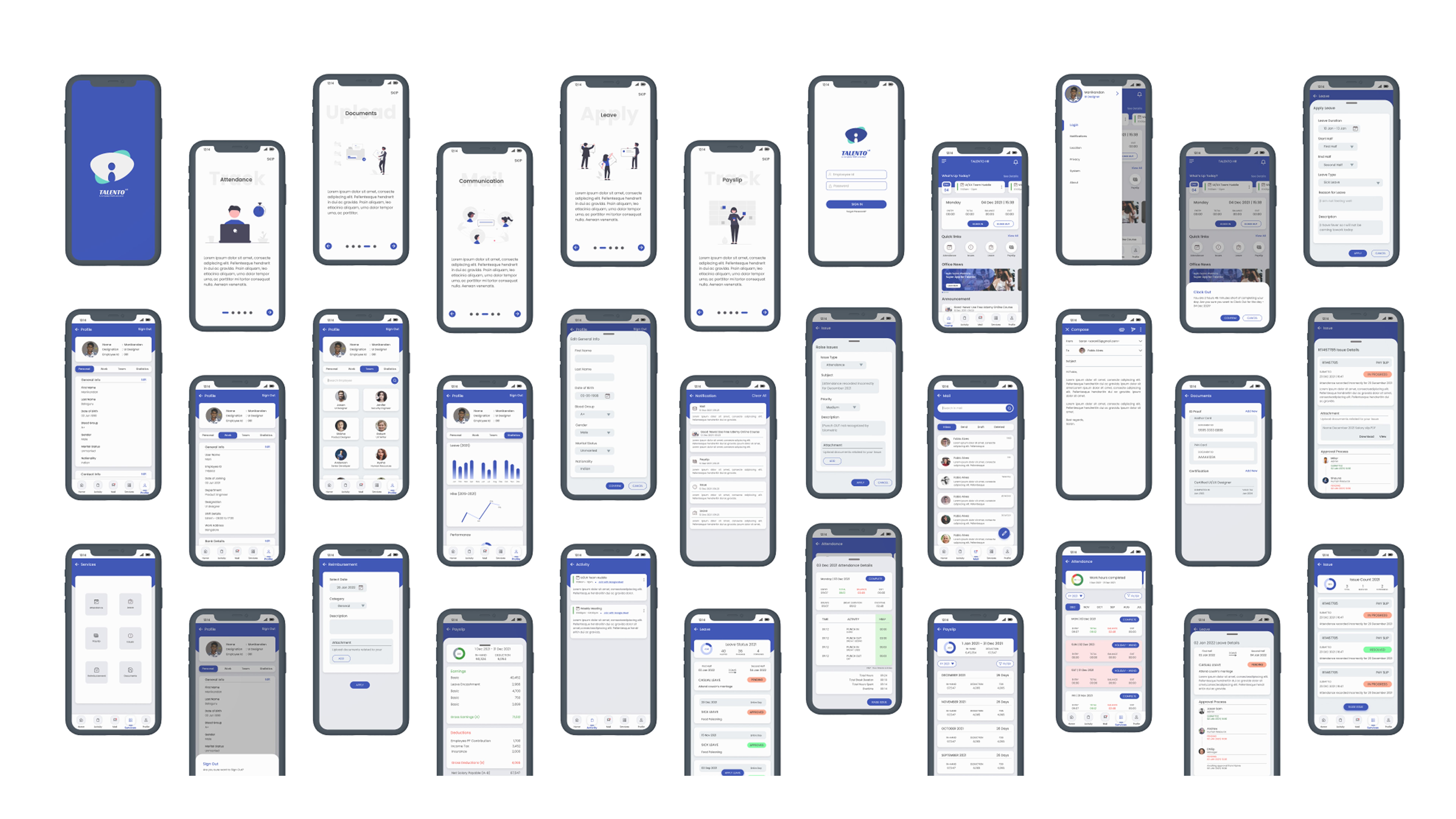 Talento HR app screens